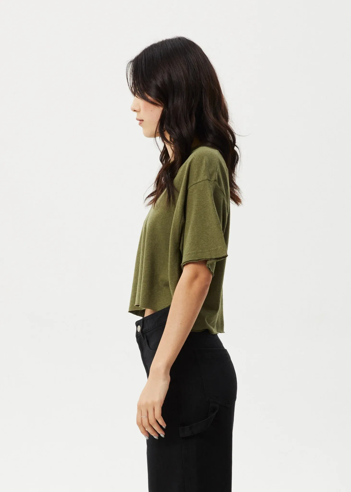 Hemp Tee Slay Cropped Oversized Military