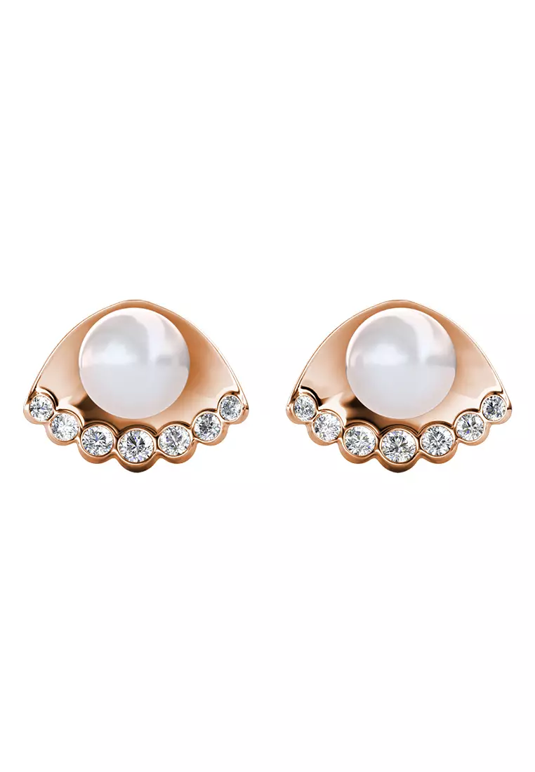 Her Jewellery Her Jewellery Seashell Pearl Earrings (Rose Gold) - Luxury Crystal Embellishments plated with 18K Gold