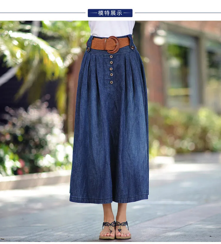 Ankle-Length Cotton Skirts Long SM6 A-Line Denim Skirt Jeans Saia Jean