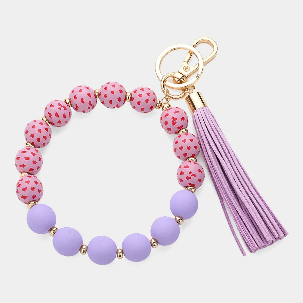 iLLASPARKZ Heart Pattern Beaded Tassel Keychain/Bracelet