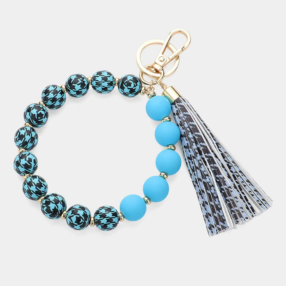 iLLASPARKZ Houndstooth Pattern Beaded Tassel Keychain/Bracelet