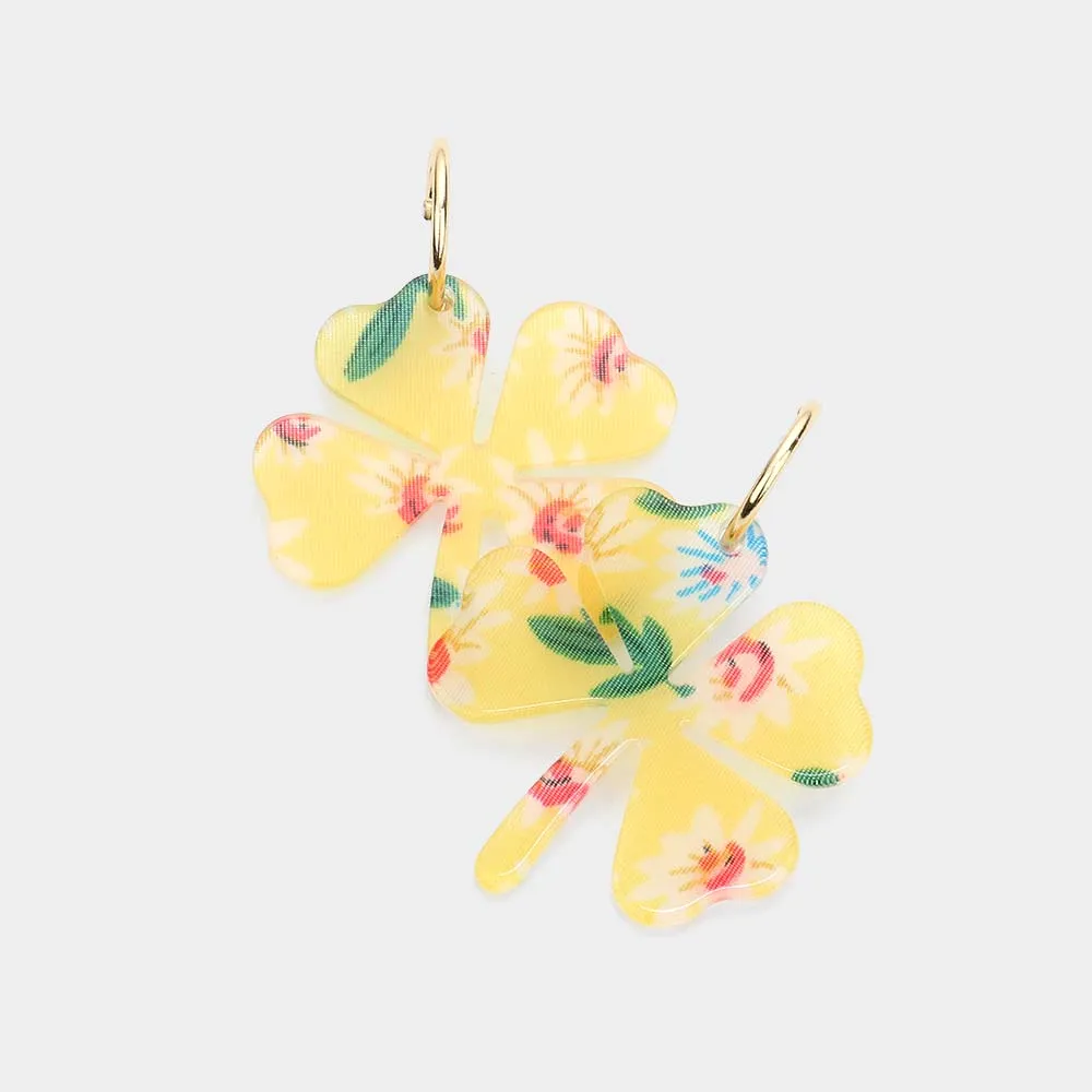 iLLASPARKZ Resin Flower Clover Earrings