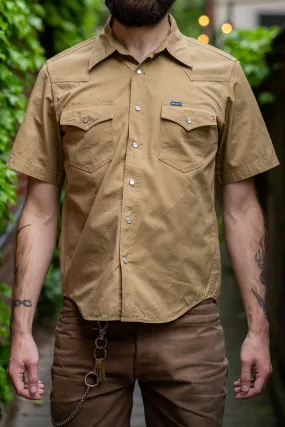 Iron Heart Khaki 7oz Short Sleeved Western Shirt Fatigue Cloth IHSH-387