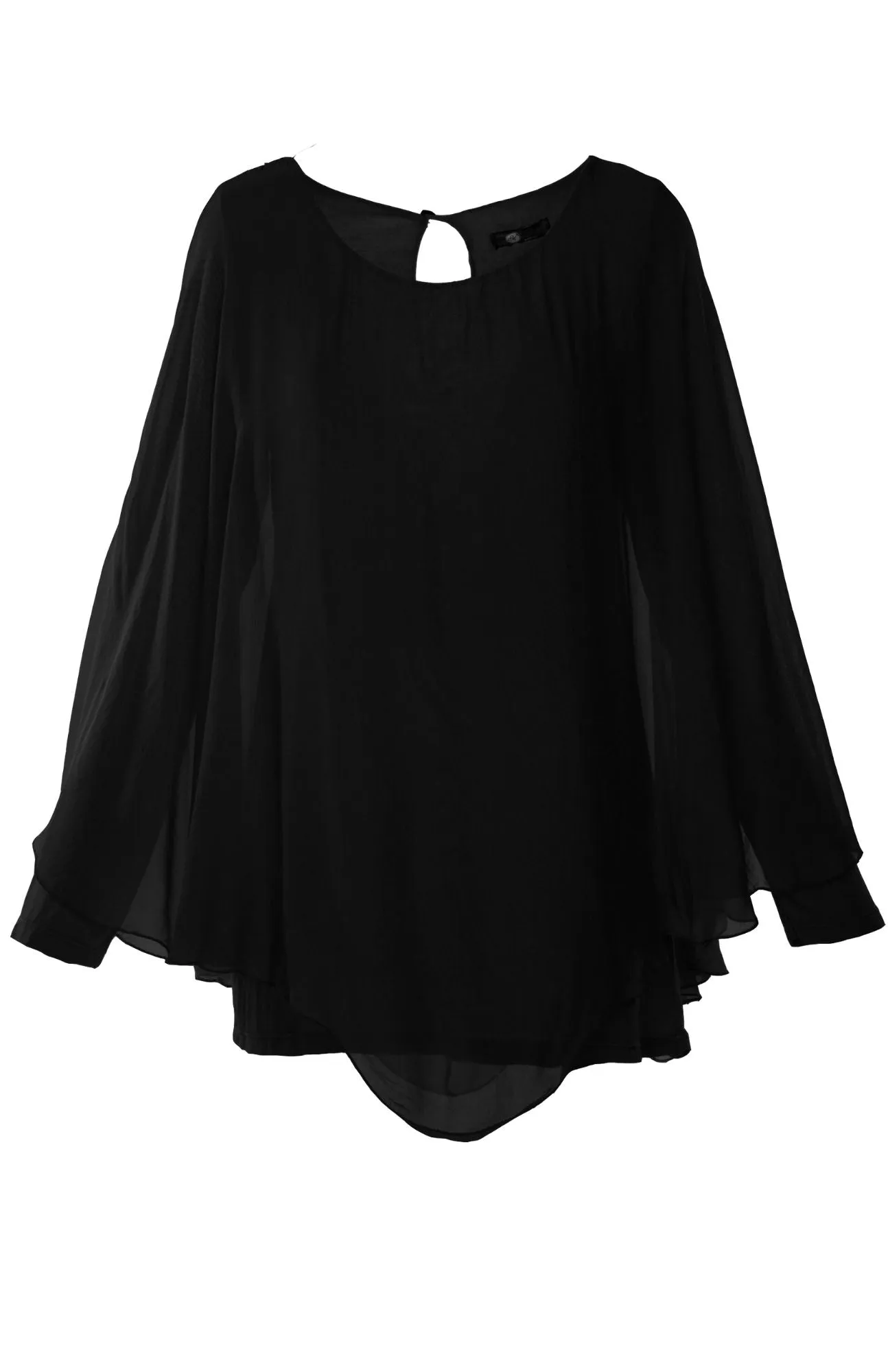 Italian Women's Plus Size Layered Silk Cape Top