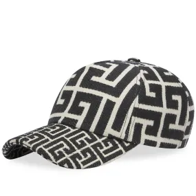 Jacquard Monogram Cap in Ivory & Black