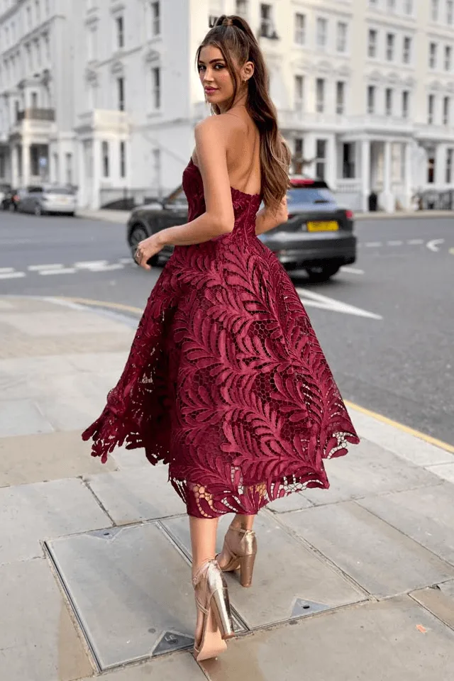 Burgundy Sandra Dress by Jadore JX5031