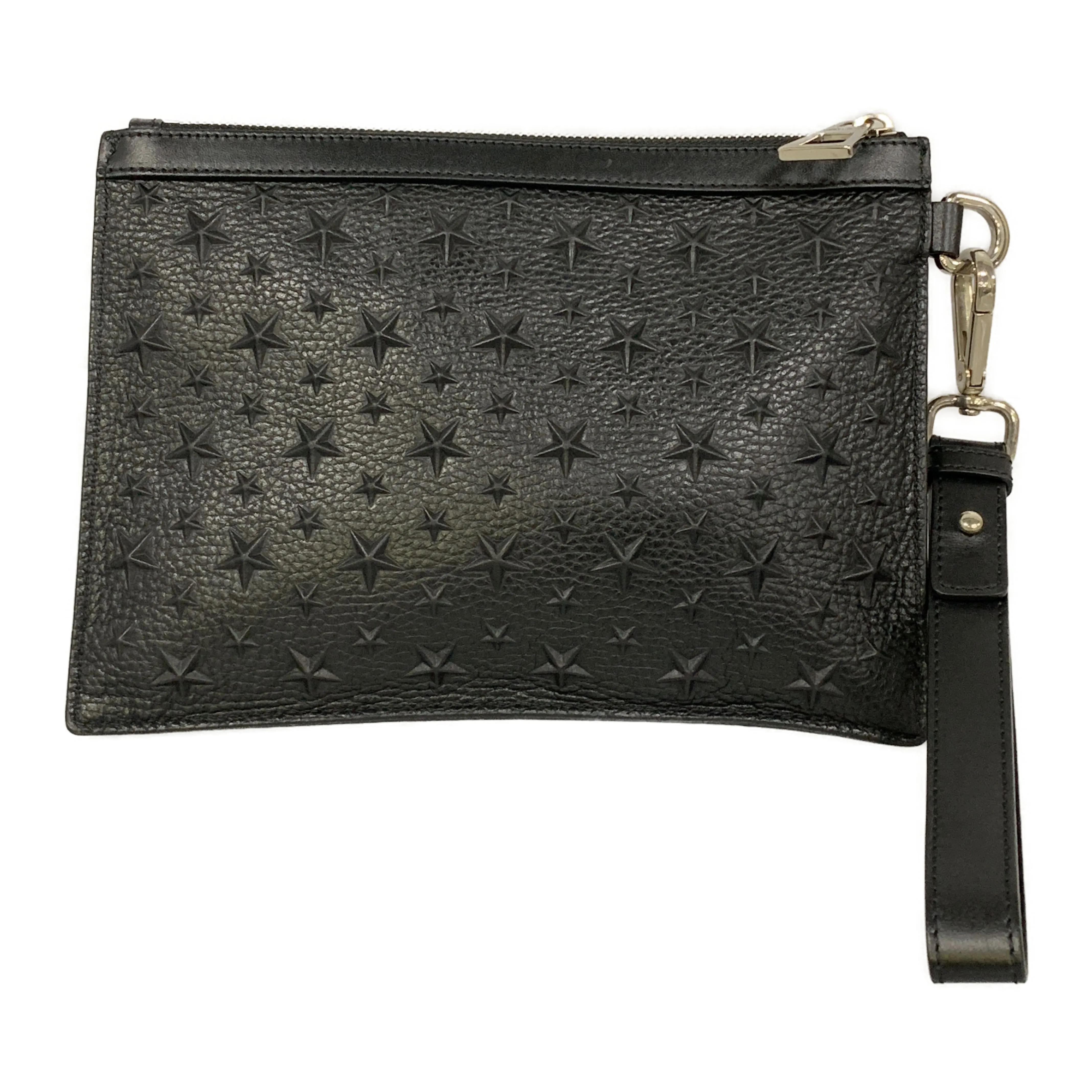 Black Leather All Over Print Clutch Bag by JIMMY CHOO