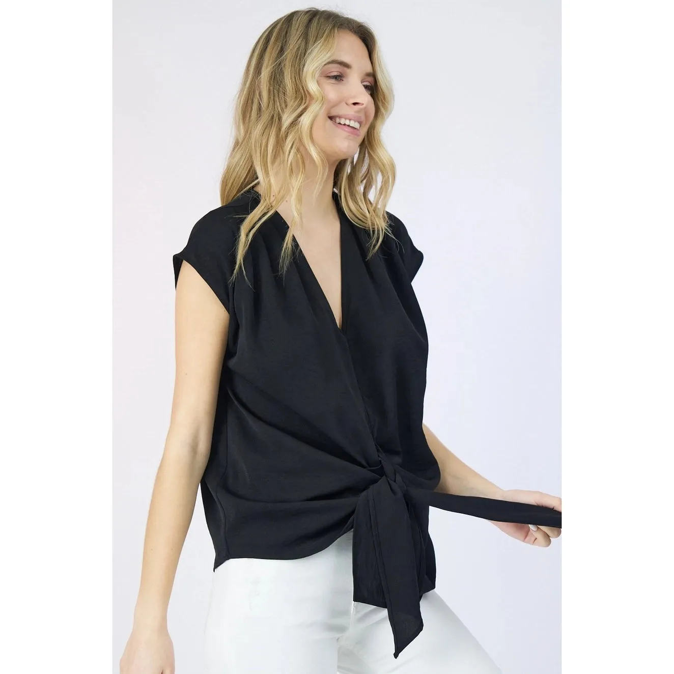 V Neck Top with Drop Sleeves