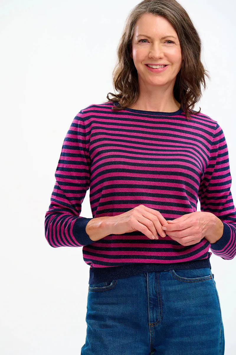 Sparkly Navy Pink Jumper by Sugarhill