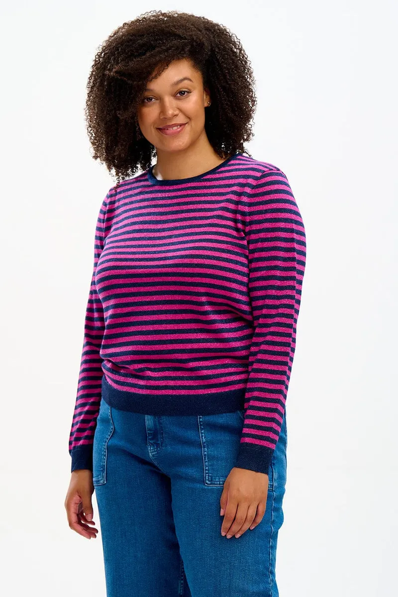 Sparkly Navy Pink Jumper by Sugarhill