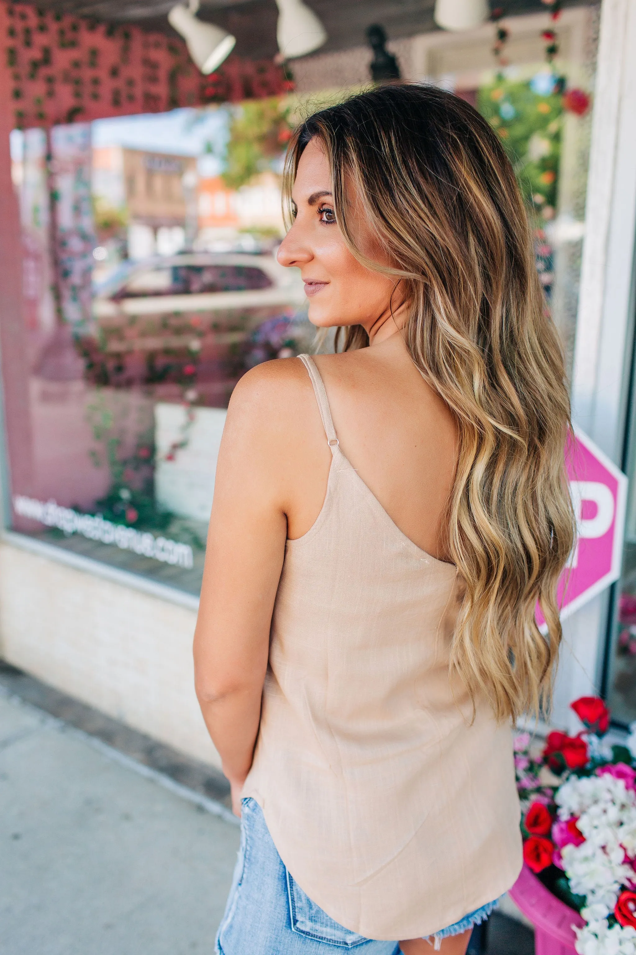 Linen Tank in Khaki by Some Girls Do