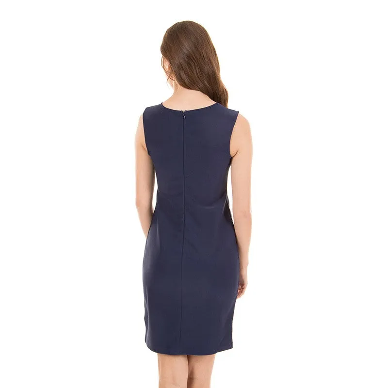 Women's Navy Shift Dress with Lace