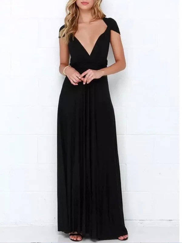 Solid Sleeveless Maternity Bridesmaid Maxi Dress with Lace-Up Detail