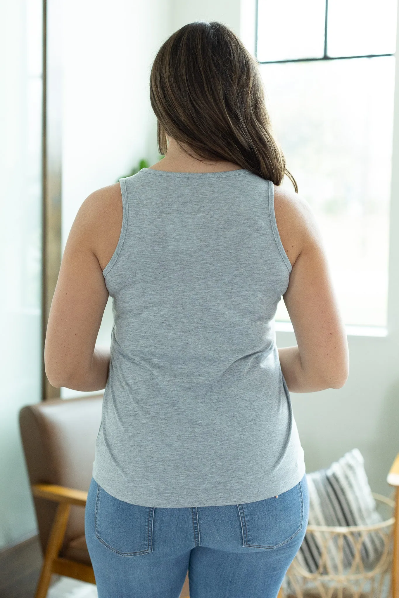 Light Grey Criss Cross Tank In Stock