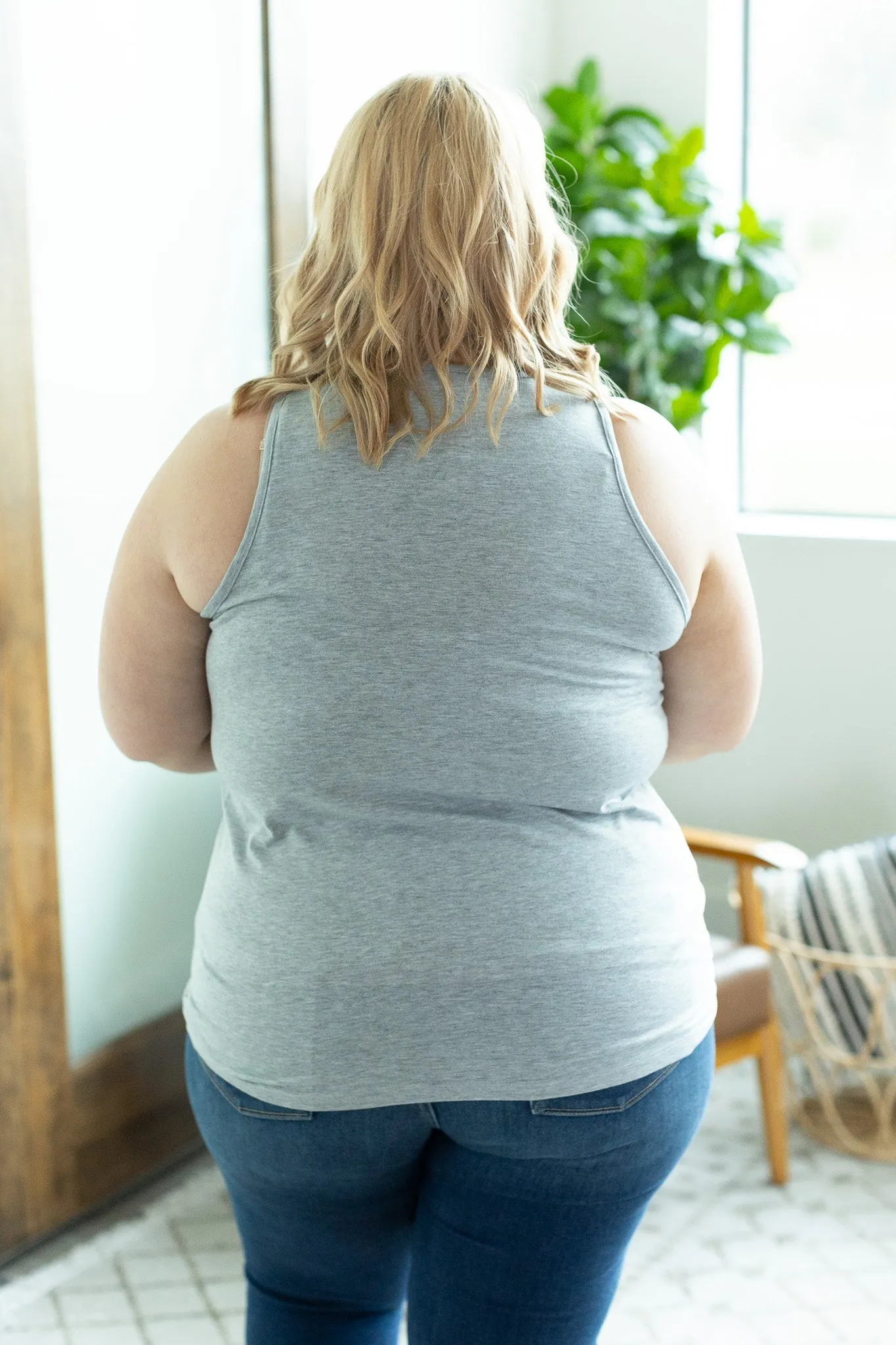 Light Grey Criss Cross Tank In Stock