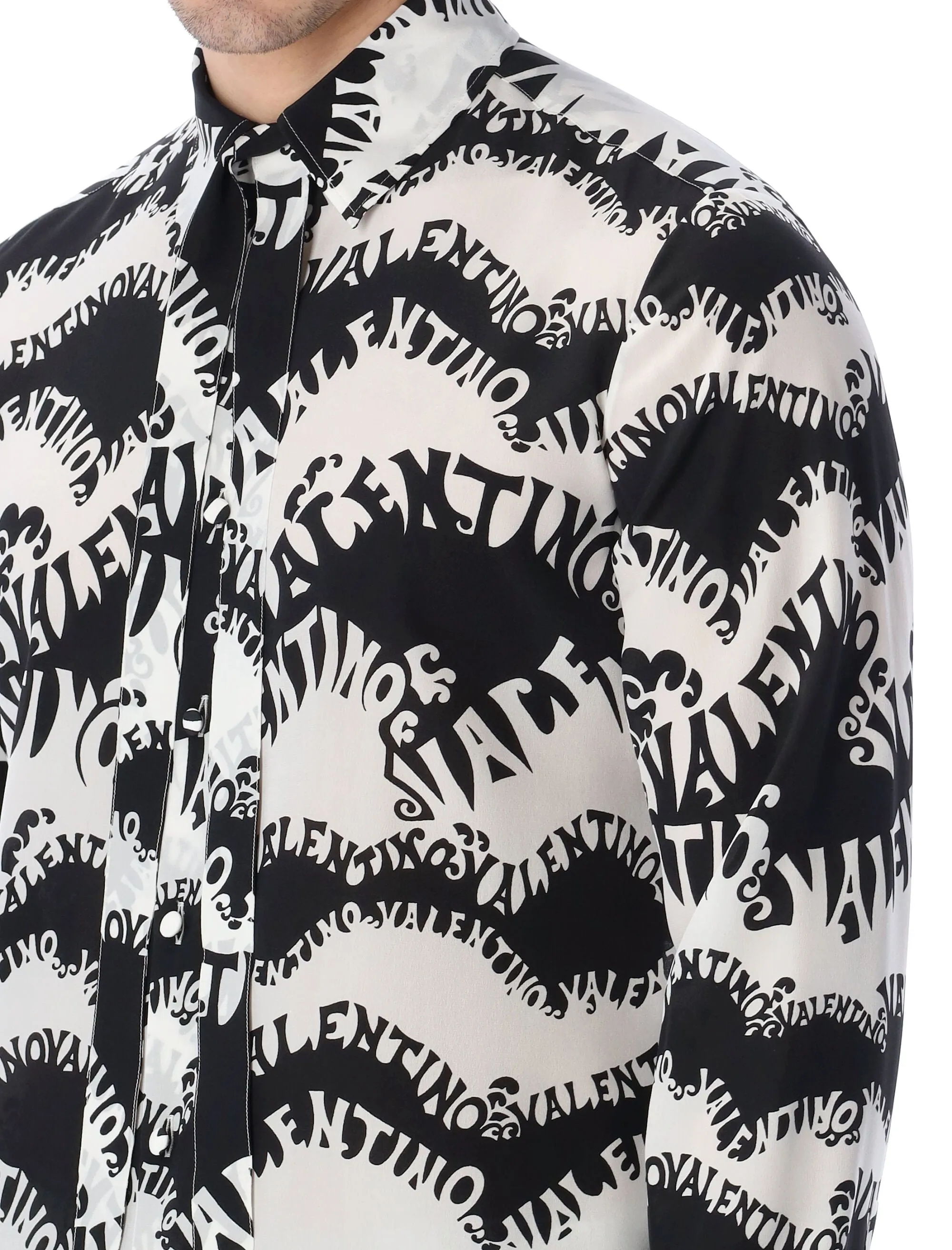 Valentino Wave Logo Printed Button-Up Shirt