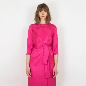 Stylish Magenta Midi Dress with Front Tie