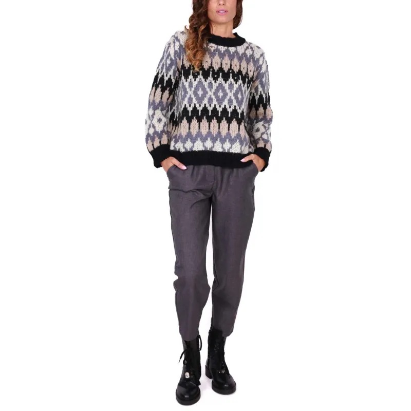 Women's Geometric Fantasy Grey Sweater