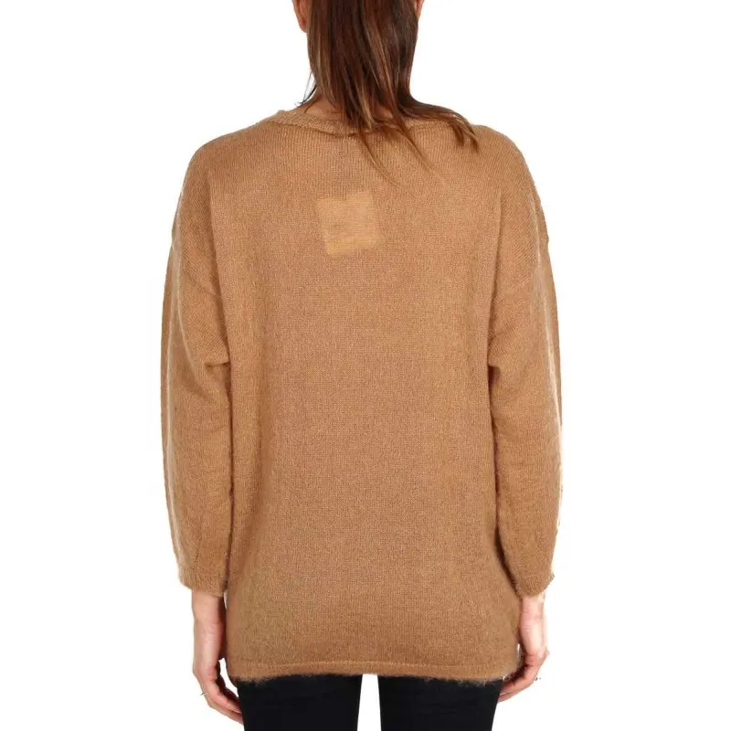 Long Crewneck Camel Lightning Top