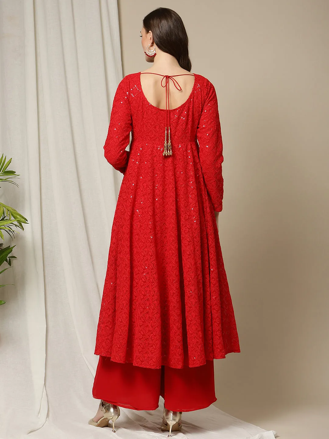 Maternity Red Embroidered Designer Kurta