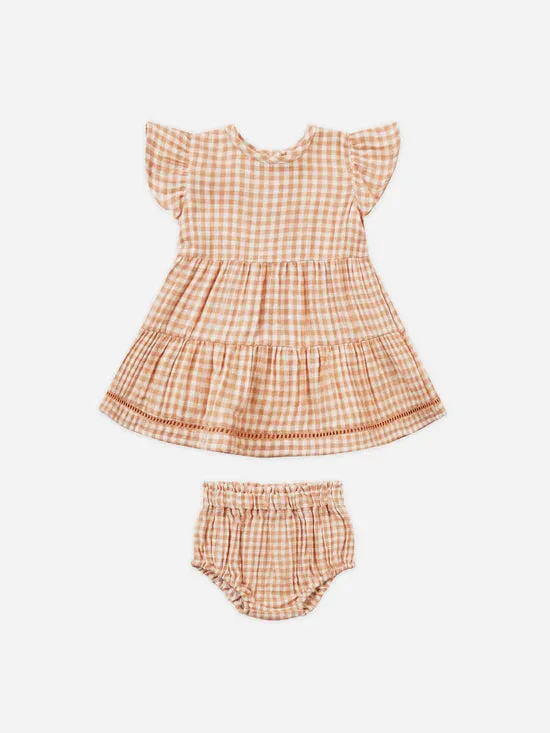 Melon Gingham Lily Dress