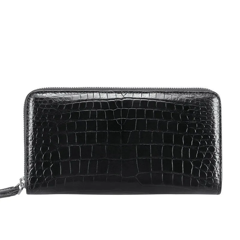 Luxury Crocodile Leather Men's Long Wallet Business Clutch