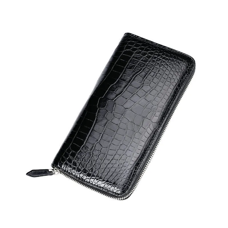 Luxury Crocodile Leather Men's Long Wallet Business Clutch