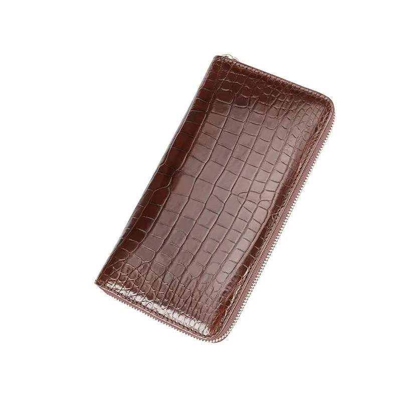 Luxury Crocodile Leather Men's Long Wallet Business Clutch