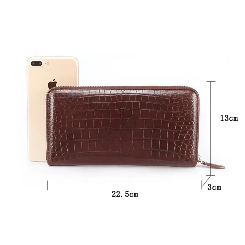 Luxury Crocodile Leather Men's Long Wallet Business Clutch