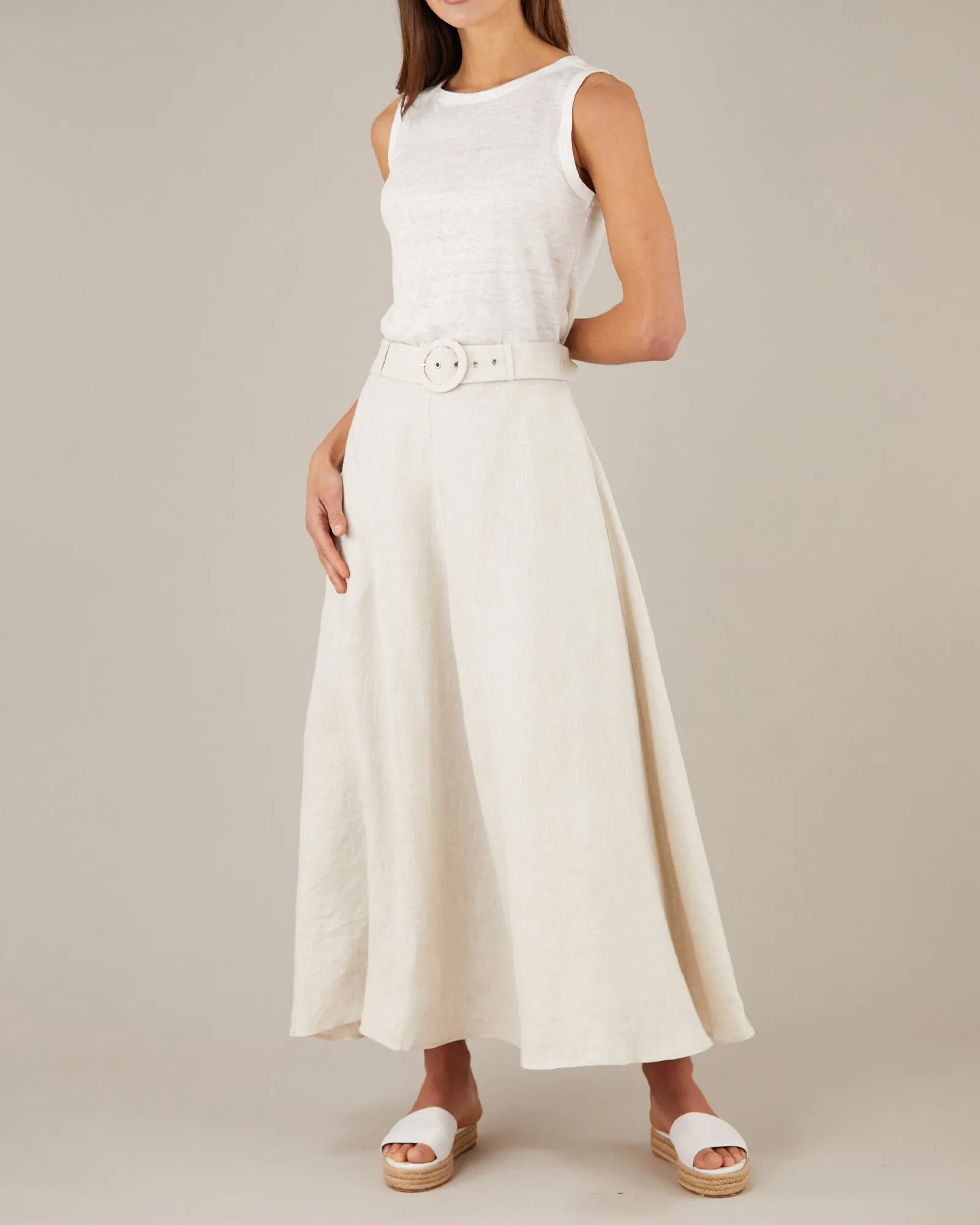 Natural Linen Maxi Skirt