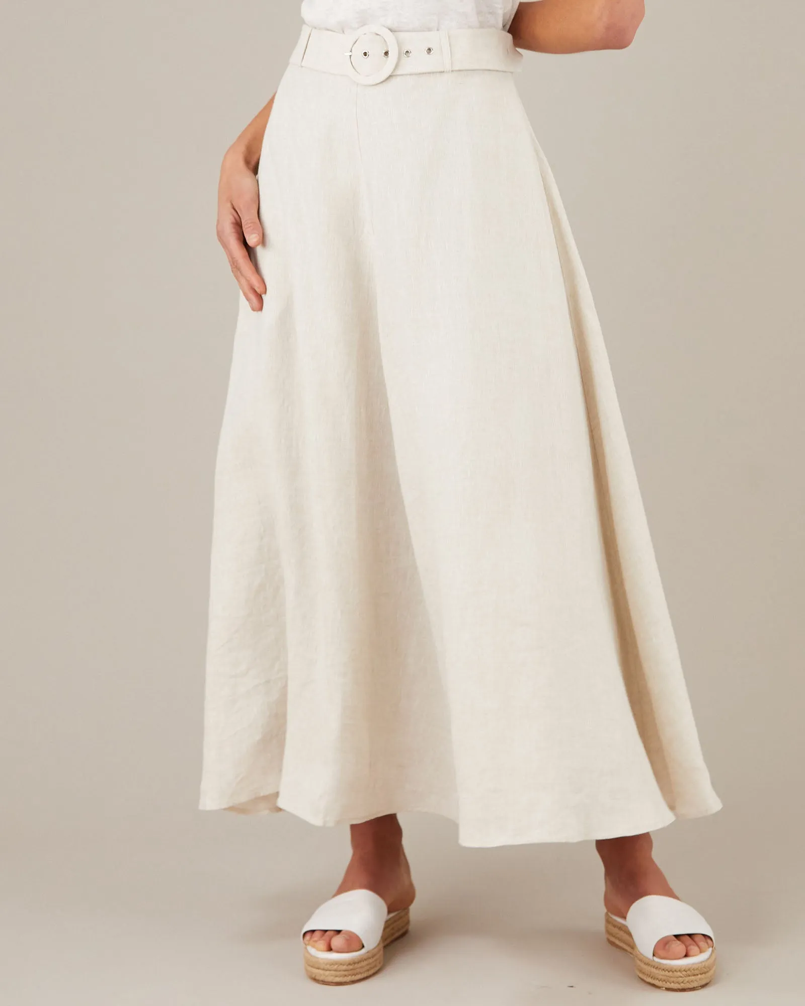 Natural Linen Maxi Skirt