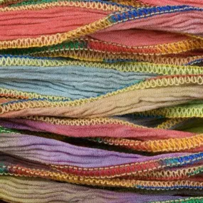 Metallic Gold Edged Pink/Cream Blend 20mm Silk Ribbon (32-36 Inches)