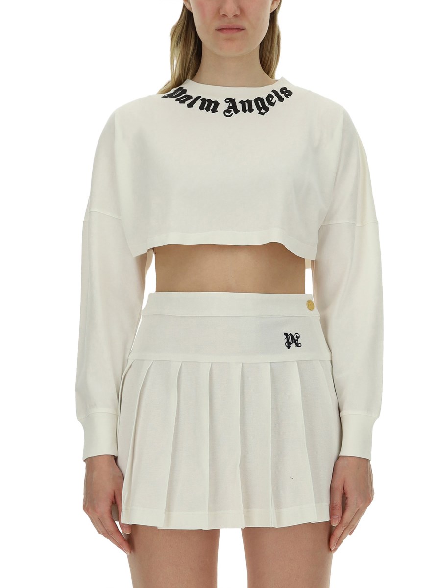 Palm Angels Cotton Cropped Sweatshirt