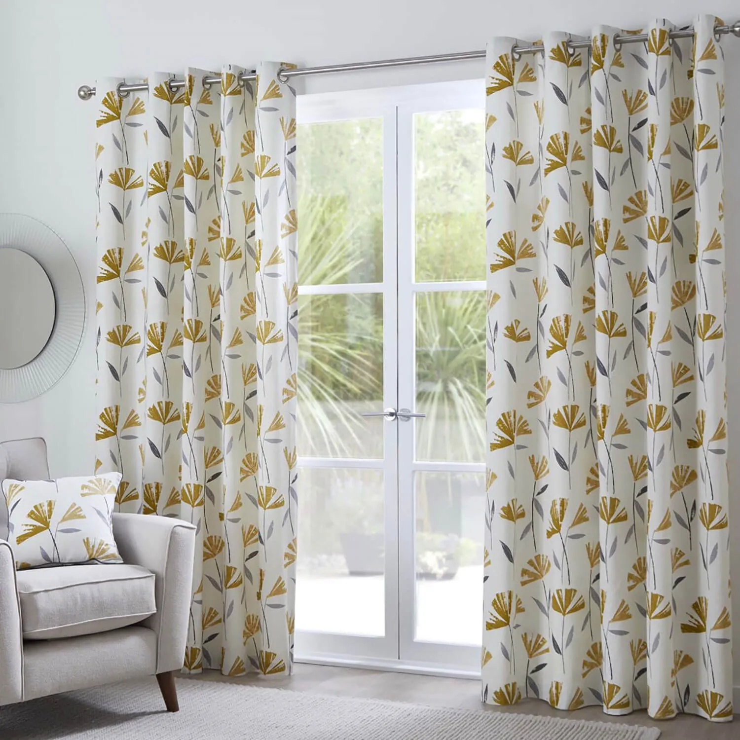 Ochre Dacey Eyelet Curtains