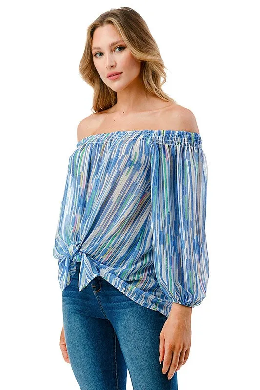 Alluring Off the Shoulder Ariella Top with Tie Front