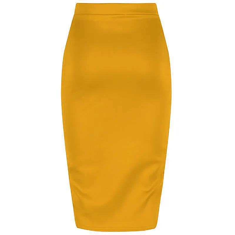 Yellow Bodycon Midi Skirt