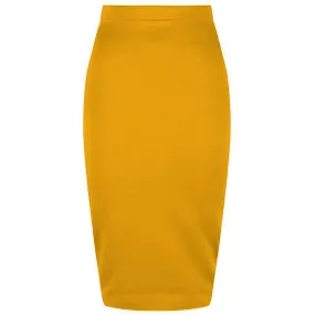 Yellow Bodycon Midi Skirt