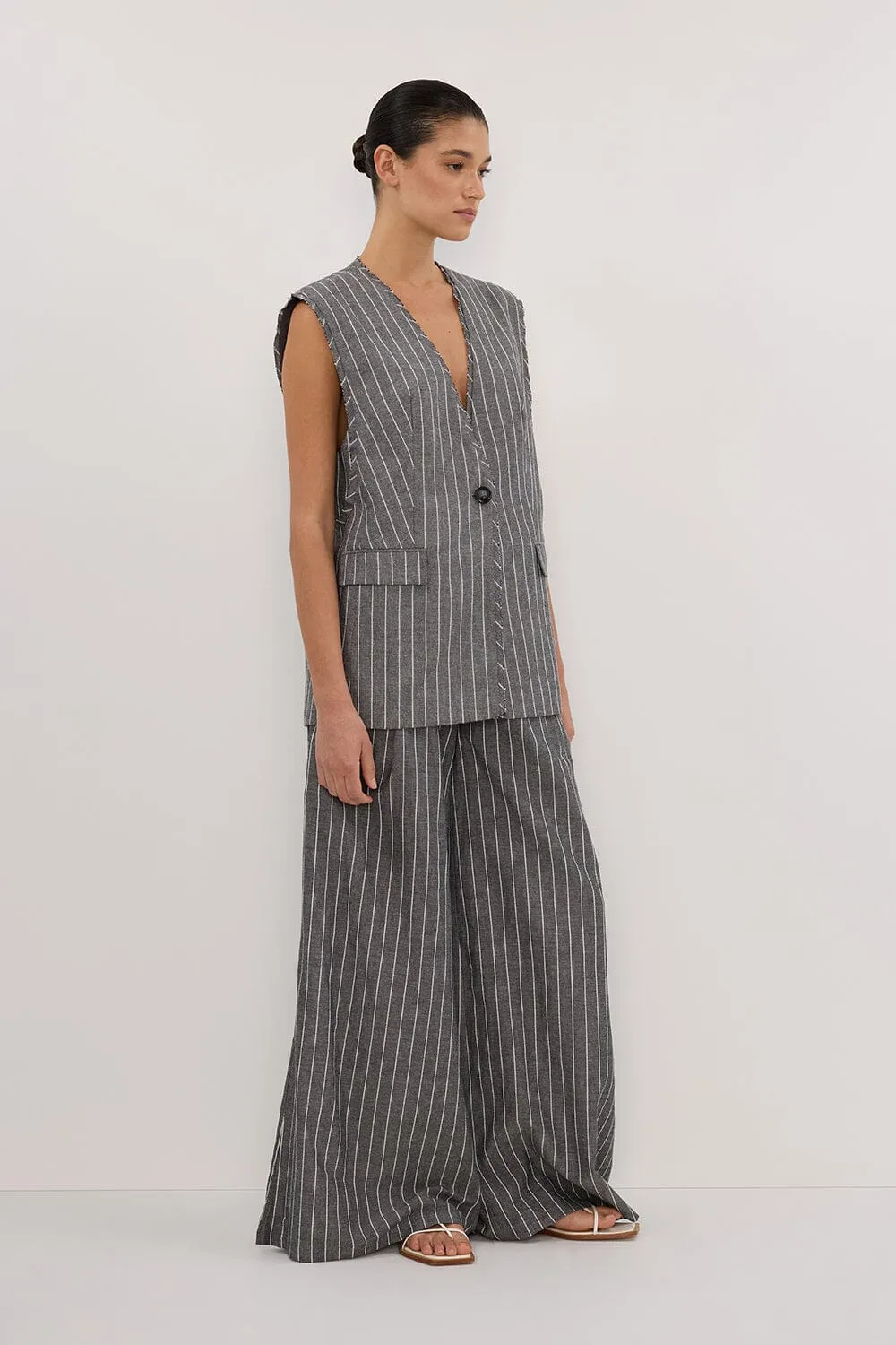 OLLIE SLATE STRIPE WIDE LEG PANT
