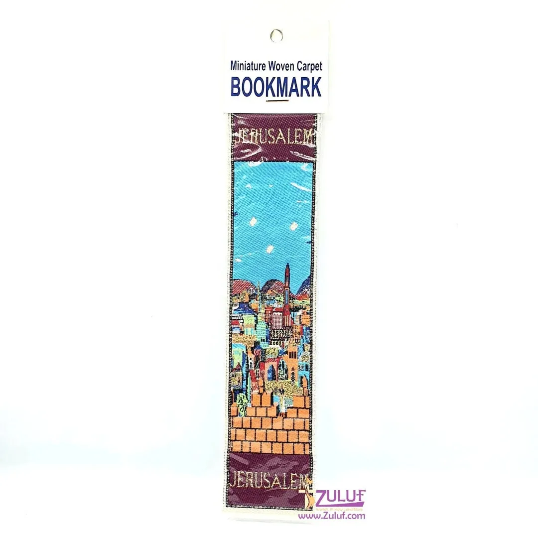 HLG223 Authentic Woven Oriental Carpet Bookmarks Jerusalem Walls City with Zuluf Certificate