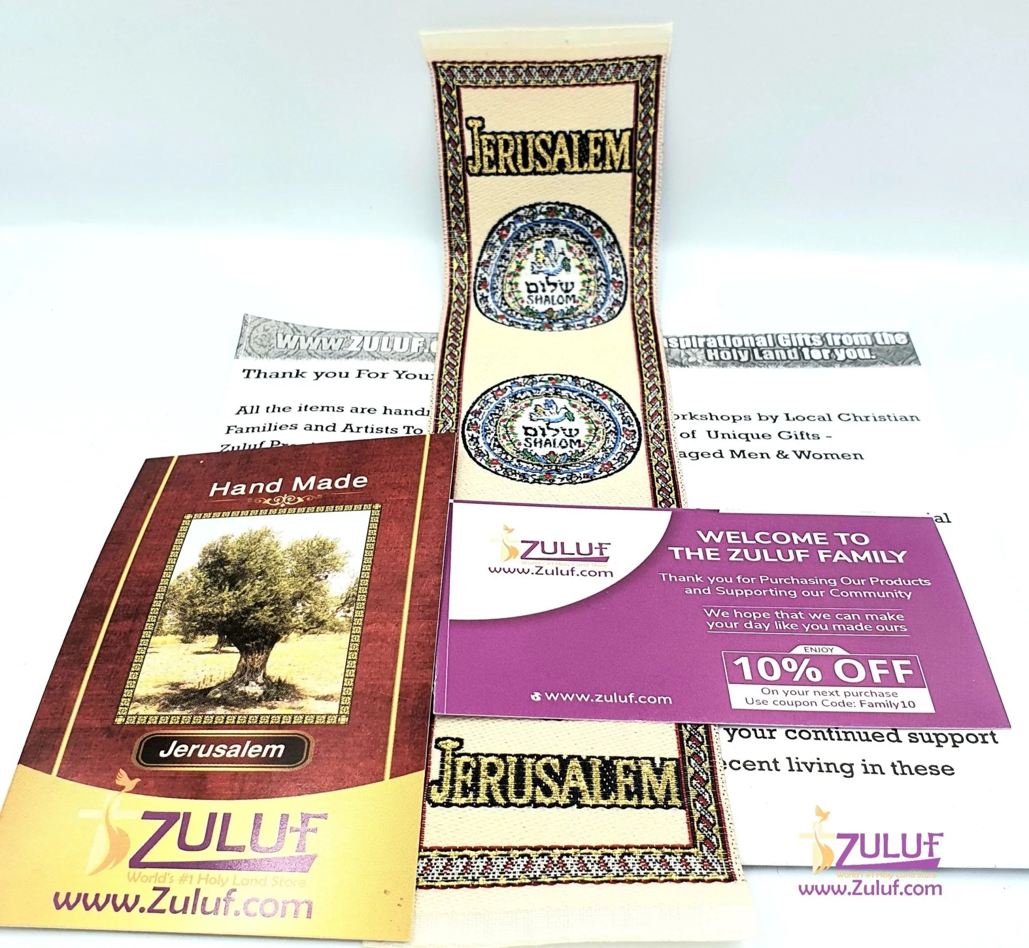 HLG223 Authentic Woven Oriental Carpet Bookmarks Jerusalem Walls City with Zuluf Certificate