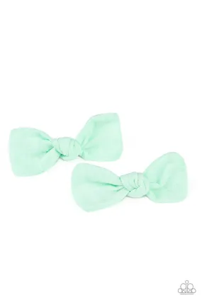 Paparazzi Little BOW Peep - Green Hair Clips