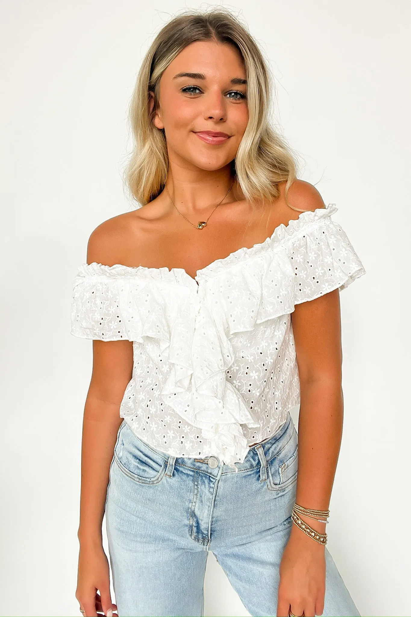 Passionate Eyelet Ruffle Top