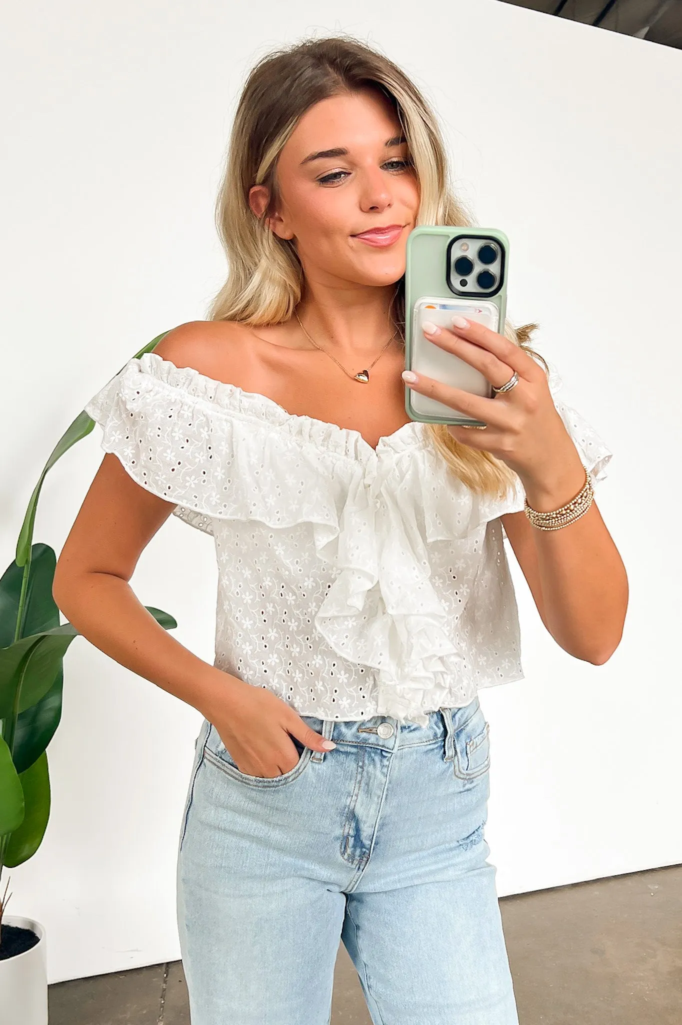 Passionate Eyelet Ruffle Top