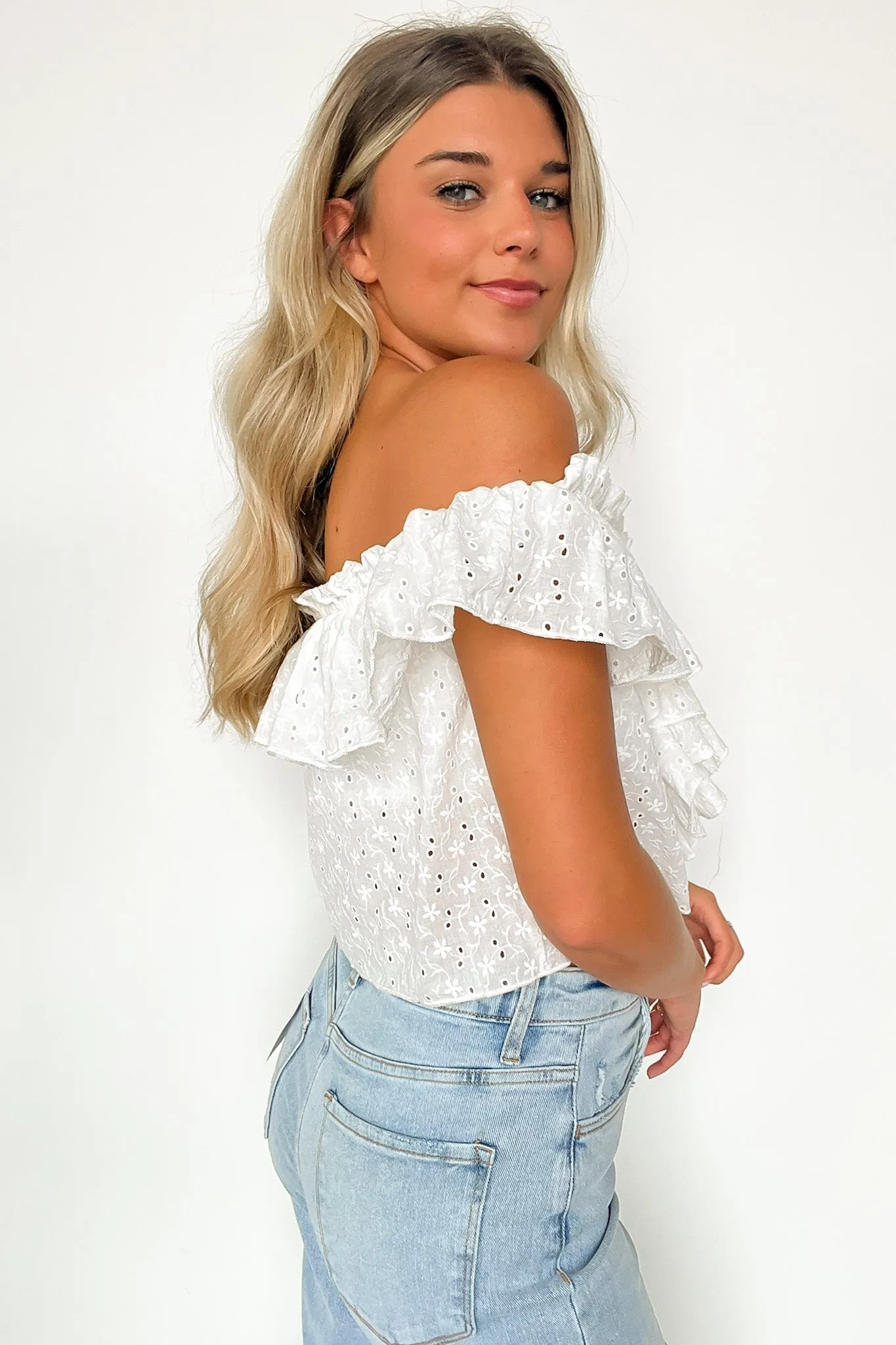 Passionate Eyelet Ruffle Top