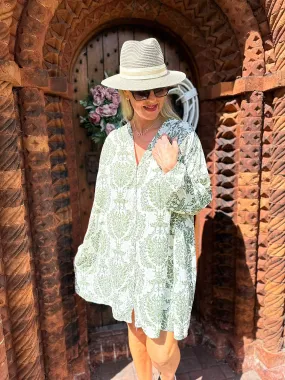 Alissa Khaki Patterned Shirt Dress