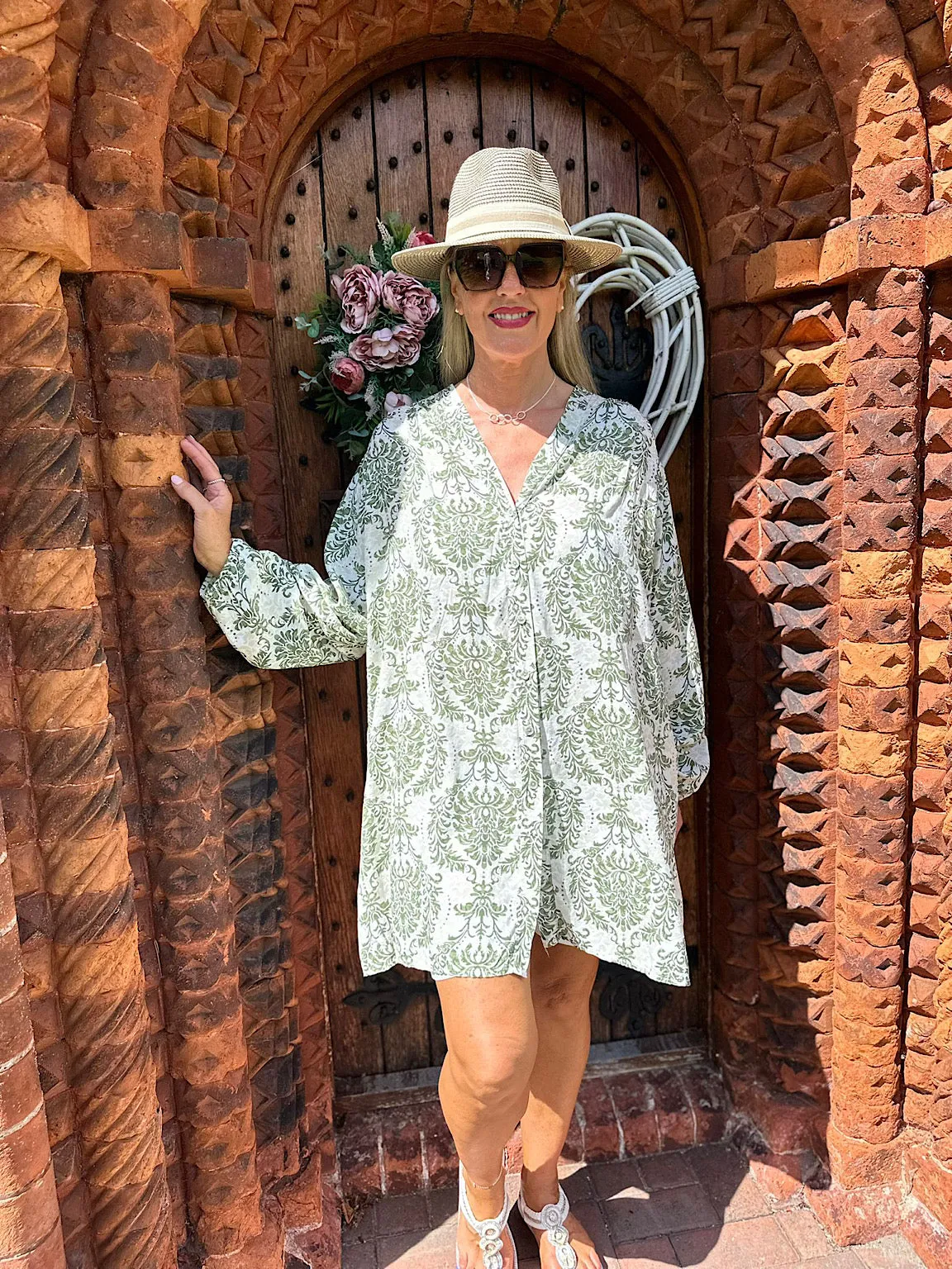 Alissa Khaki Patterned Shirt Dress