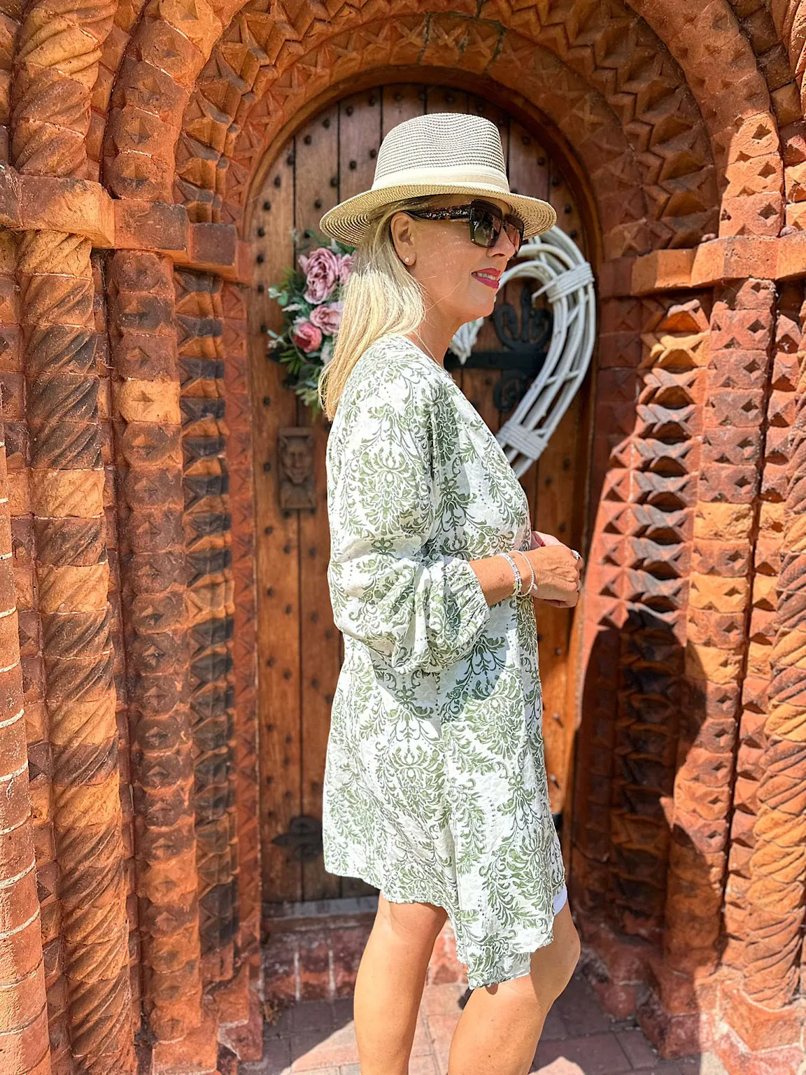 Alissa Khaki Patterned Shirt Dress