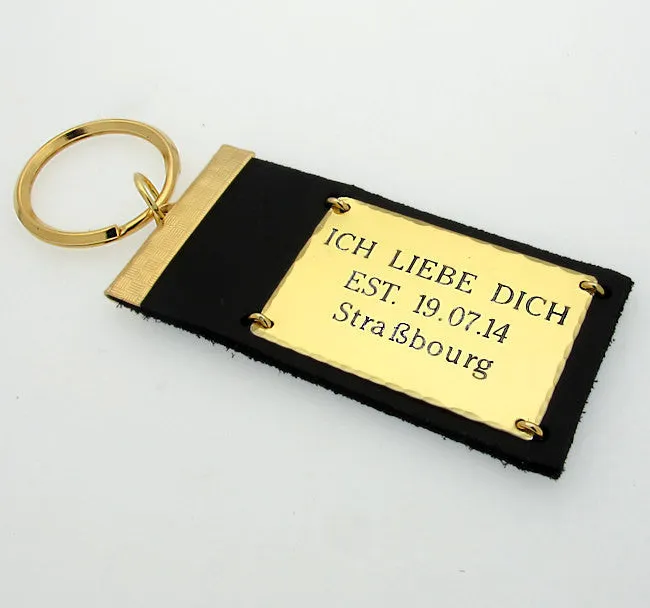 Engraved Leather Keychain