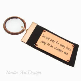 Engraved Leather Keychain