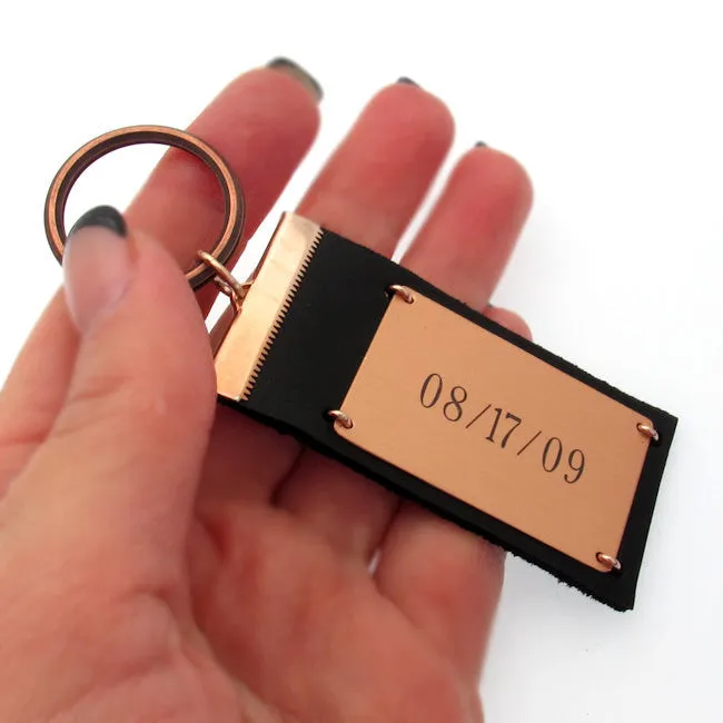 Engraved Leather Keychain